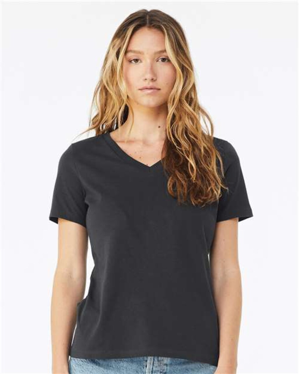 BELLA + CANVAS Women’s Jersey Slim Fit V-Neck Short Sleeve T-Shirt for Feminine Style & Custom Print Tee